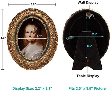 Малка Реколта Овална Рамка за снимки с размер 2,5x3,5 и Мини-Антични Декоративна Овална рамка за снимка с размер
