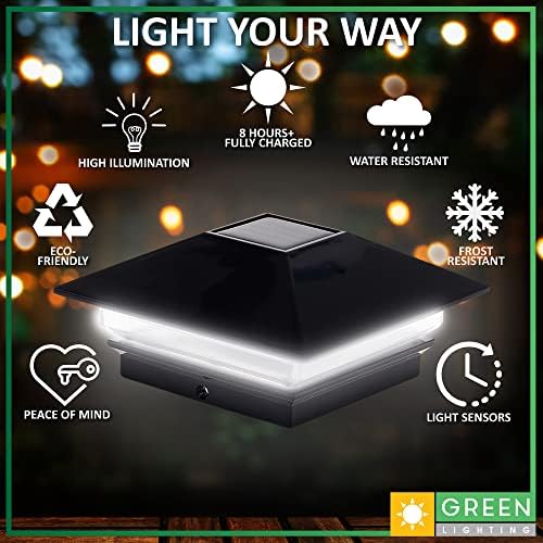 Светлини GreenLighting Gala Solar Post Cap са Подходящи за външно осветление на слънчеви батерии от дърво 4x4, 4x4 PCV/винил, стълб, ограда, озеленяване, палуби, градина-Ярки светодиоди
