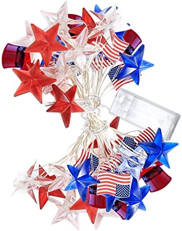 Крушка за проектор Kehome Коледна Звезда САЩ с гирлянди с флага на САЩ, на 4 юли, Деня на независимостта, Декоративно