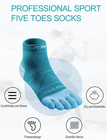 Achsoo, 3 Чифта Чорапи с пет пръста, За джогинг, Срещу Мехури, Абсорбираща Потта, Дишащи бързо съхнещи Спортни Чорапи, Мини-Чорапи