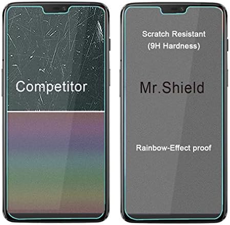 Mr.Shield [КОМПЛЕКТ от 3 позиции] е Предназначен за OnePlus 6 / OnePlus Six [Обновете версията на екрана с максимално покритие] [Закалено стъкло] Защитно фолио за екрана [Японското ?