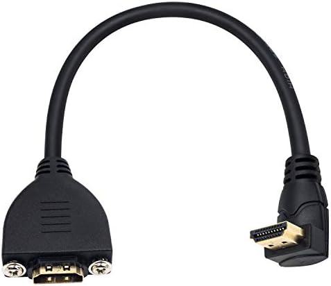 Закопчалка за панел Poyiccot HDMI под ъгъл 90 градуса надолу Удлинительный кабел HDMI 2.0 от мъжа към жената с винтовым