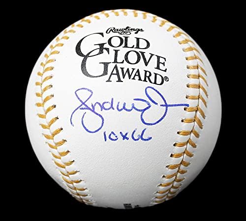 Андру Джоунс подписа бейзболни ръкавици Atlanta Braves Rawlings OML Gold Ръкавица Editions на MLB с надпис 10x GG - Ръкавици MLB с автограф