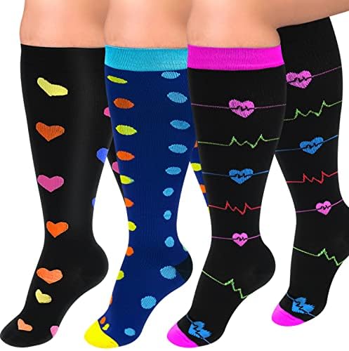 Diu Life, 3 Чифта Компрессионных Чорапи Голям размер за жени и Мъже, Широки до Прасците 20-30 мм hg.ст., Много Големи,