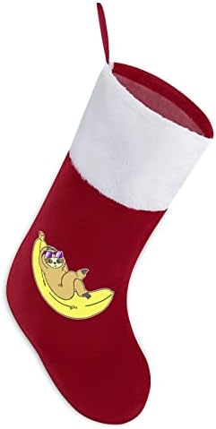 Забавен Банан Ленивец Коледни Чорапи, Чорапи с Плюшено Камина, Висящи за Домашен интериор Елхи