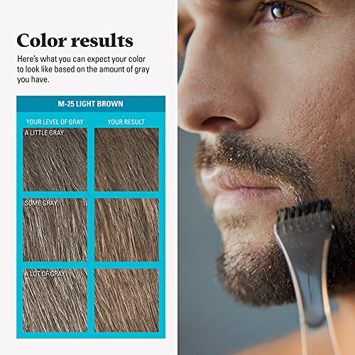 Само за мъже Мустаци и Брада, Оцветяване на брадата за побеляване на косата с четка в пълен комплект - Цвят: Светло кафяв, M-25 1 брой (опаковка от 3 броя)