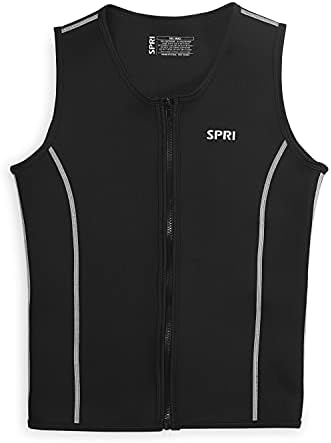 Мъжка жилетка за сауна SPRI - Удобна и здрава неопреновая плат, с цип на цип - за всекидневна употреба, фитнес и джогинг