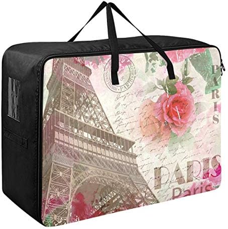 DOMIKING Чанта за съхранение на дрехи под леглото - Парижката Картичка, Айфеловата Кула, Одеало За Съхранение, Големи Чанти