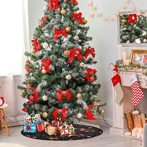 visesunny Поли за Коледната Елха на Цветя-Черен Дизайн, Подложка За Влакчета за Дърво, Защита на Пол, Абсорбиращи