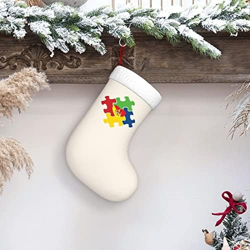 QG ZZX Сицилиански Флаг Информираност За Аутизма Сърцето Пъзел Коледа Отглеждане на Коледни Чорапи, Камина Окачен на Стелката 18 См Празнична Украса