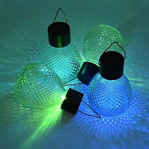 Външни Окачени Соларни Лампи, 4 опаковки Декоративни Стъклени Топка Тела На Слънчеви Батерии, Водоустойчив Висящи Улични