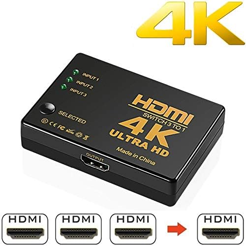 HDMI превключвател 4K, Интелигентен 3-Портов превключвател, HDMI, Сплитер, Поддържа 4K, Full HD1080p, 3D с ИНФРАЧЕРВЕНО