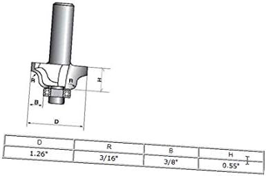 X-DREE 1/2 диаметър на отвора за пробиване на 3/16 Радиус на рязане 2-канавчатая fresa Roman Ogee с шарикоподшипником (1/2 '