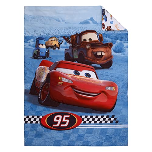 Комплект спално бельо за деца Disney Cars Radiator Springs Бели, сини и червени цветове на Светкавица Маккуин и Tow-Матер