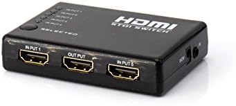 5-портов превключвател, HDMI - Интелигентни 5-портов за високоскоростен HDMI превключвател 5x1 с IR дистанционно, дистанционно управление, адаптер за захранване и кабел HDMI