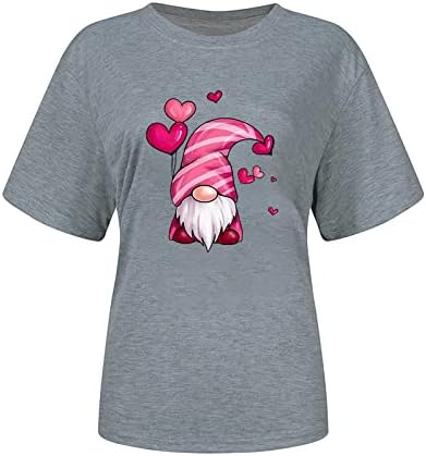 Ризи за Свети Валентин, Женска Тениска с Надпис Love Heart Gnome Графична Тениска, Подарък За Свети Валентин е Забавна Тениска с Къс Ръкав, Тениски
