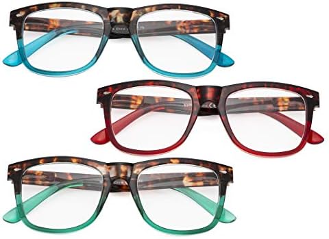 Дамски Очила за четене Eyekepper - 3 опаковки Стилни Ридеров с големи Лещи за жени +2.00