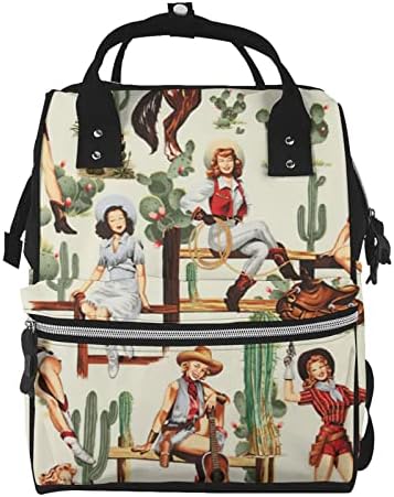 Ретро раница-чанта за памперси с участието на Кактус за езда за момичета в западен стил, Многофункционална Детска