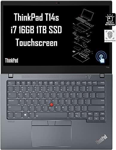 Lenovo ThinkPad T14s (2023) Бизнес лаптоп с 14-инчов сензорен екран FHD (Intel Core i7-1165G7, 16 GB оперативна памет, 1 TB SSD), 14-часов живот на батерията, осветление, FP, Thunderbolt 4, IR-уеб камера, гара?