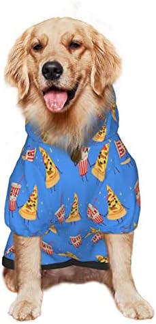 Hoody с качулка за голямо Куче, Забавни Дрехи за домашни любимци с Коктейл и парчета Пица, Пуловер с Шапка, Мека
