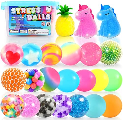 Сензорни топки за облекчаване на стреса OleOletOy за деца и възрастни - 24 опаковка и 12 опаковки меки играчки-непосед за облекчаване на стреса и Аутизма - Меки топчета, пъ?