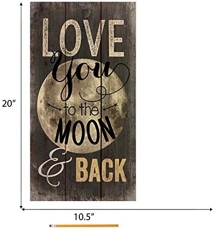 Обичам Те До Луната, Изтъркан Дървен Палет с Размери 20 х 11 См., Стенен Художествен Знак, Табела