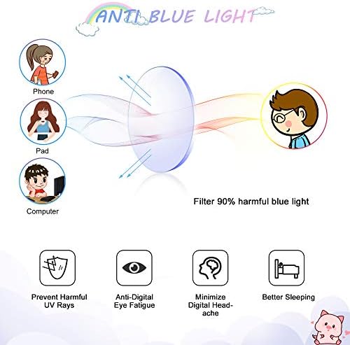 LAMBBAA Детски Блокер Синя Светлина Точки от 2 Опаковки UV400 Защита От Сините Лъчи на Компютърни Очила за Момчета и Момичета 3-12 Години