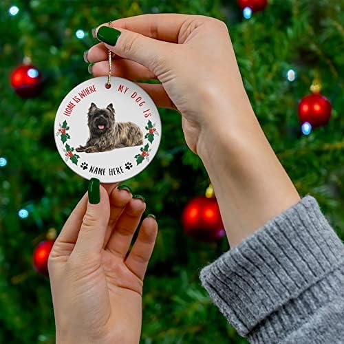 Персонални Името на Керн териер, който се намира на Дома, там, където Кучето ми Подаръци 2023 Коледно Дърво Украса Кръг