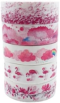 YLWX Сладка Розова Лента направи си САМ Хартиена Декоративна Подарък Амбалажна Лента Етикет за Указател Washi Tape for Junk