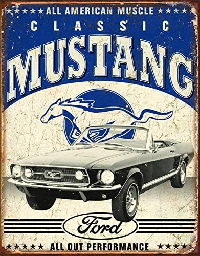 Класическа лидице знак на Ford Mustang Отчаяни предприятия - Носталгично Ретро метален Стенен декор - Произведено в САЩ - 12,5 W x 16