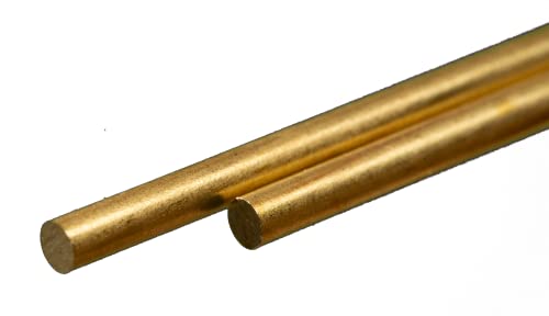 K&S Precision Metals 8167 Пръчка от плътен месинг, диаметър 0,114 инча x дължина 12 см, 2 бр за карта, Направено в САЩ