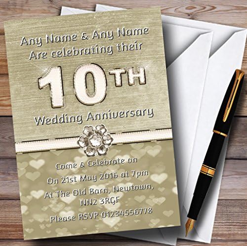 Пощенска картичка Zoo Titanium Gold And White С Персонализираните Покани на парти в чест на 10-тата годишнина
