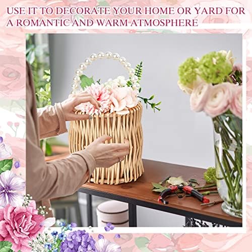 Комплект от 2 Плетени Сватбени кошници за момичета-Цветочниц, Перлена Ракита Кошница за цветя от Ратан, Великден