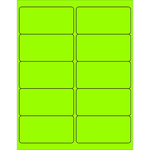 Марка Partners Tape Logic Подвижни Правоъгълни Лазерни етикети 4 x 2 Ширина 4 и височина 2 флуоресцентно зелен цвят (опаковка от по 1000 бройки)
