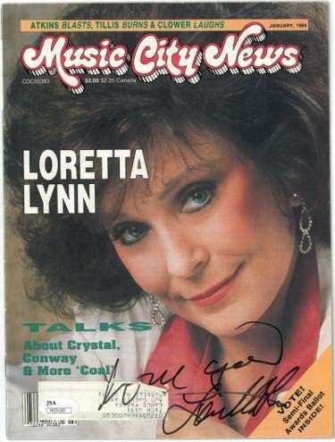 Лорета Лин подписа през 1989 г. списание Music City News Full Списание Love You- #M09180 - Сертификат за JSA - Музикални списания