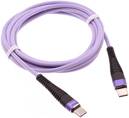 Лилаво 6 фута кабел PD Type-C към USB-C, Дълъг Кабел за Зарядно устройство, Тел власт, Синхронизация, която е Съвместима