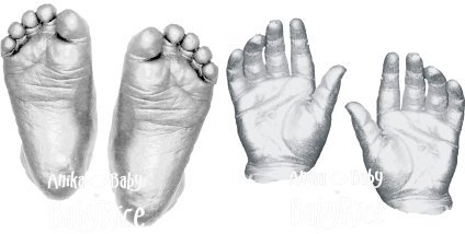 Комплект за Леене Бебета BabyRice 3D Сребърна Боя със Златна Рамка за снимки