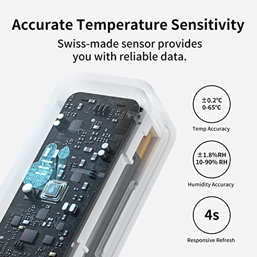 Влагомер-Термометър SwitchBot Безжичен, IP65 Вътрешен Външен Термометър за дома, Сензор за Влажност/Температура/ Точка на оросяване/VPD/Абсолютна влажност на въздуха, Безп