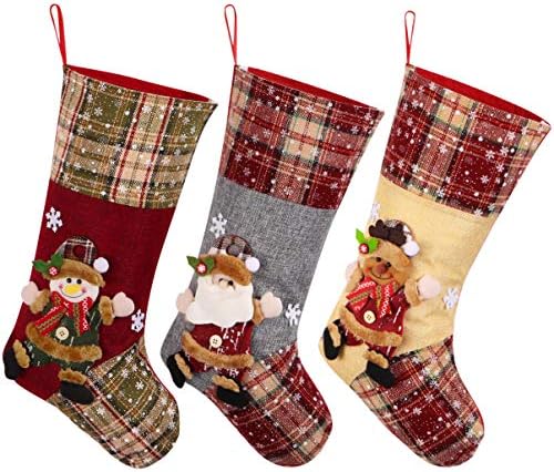 Toyvian 3 бр. Коледен Отглеждане на Сладък 3D Дядо коледа, Снежен човек Чорапи с Елени Подарък Пакети Коледен