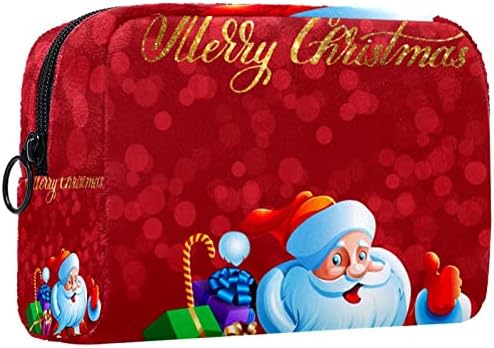 TBOUOBT Косметичка За Грим Пътна Косметичка, Bag-Чанта, дамска чанта с цип, Cartoony Коледа Дядо Коледа