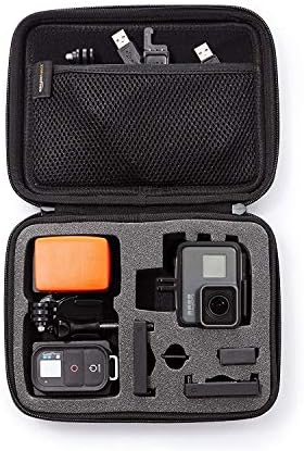 Регулируема гърдите колан Basics за камери GoPro (съвместим със серия GoPro Hero), черен и малък калъф за носене GoPro и аксесоари - 9 x 7 x 2.5 инча, черен