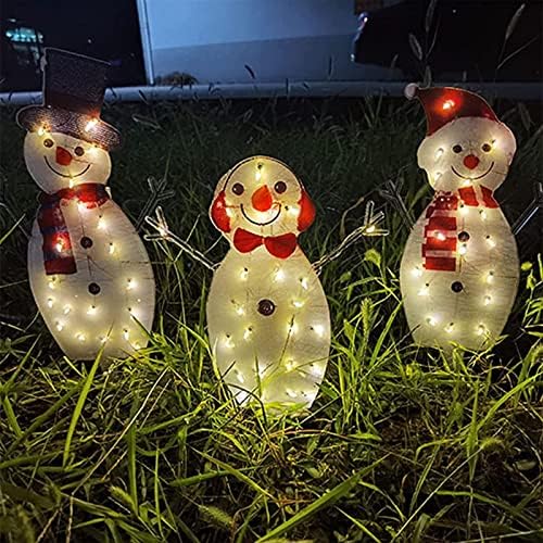 QBOMB Коледен Снежен човек, Улично украса на двора с led крушки, 20 Светлини, Предварително Заредени Батерии,