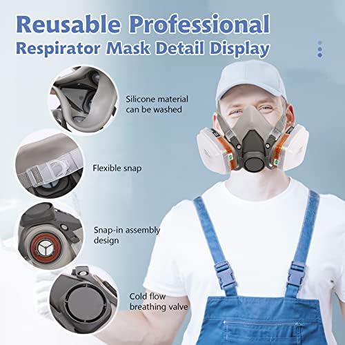 XINBTK за многократна употреба Респиратор с филтри за защита от газ/ Прах/ Органични изпарения / Дим / Миризмата / на Епоксидна смола, Заваръчни, Дърводелски, Боядисване