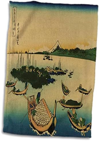 3dRose Florene Asian - Модел на японската живопис 1840 г. С участието на Лодки - Кърпи (twl-62577-1)