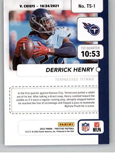 Търговската картичка на футболен клуб NFL Панини Prestige 2022 с марка на времето #1 Дерик Хенри Тенеси Титанс