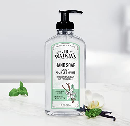 Гелевое сапун за ръце J. R. Watkins с дозатор, Овлажняващ крем за измиване на ръцете, Напълно Естествен, Без алкохол,