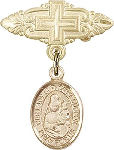 Детски икона Jewels Мания за талисман Богородица бърза помощ и игла за икона с Кръст | Детски икона от 14-каратово злато