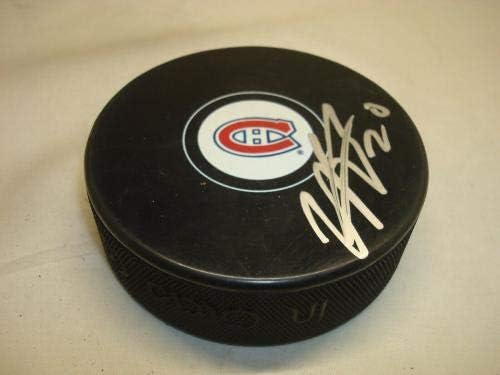 Виктор Бартли подписа хокей шайба Монреал Канадиенс с автограф 1A - за миене на НХЛ с автограф