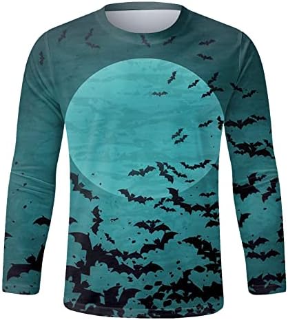 XXZY 2022 Нови Мъжки Тениски, Мъжки Мода Ежедневни Хелоуин Кръгъл Отвор 3D Дигитален Печат Мъжки Ризи С Дълъг Ръкав