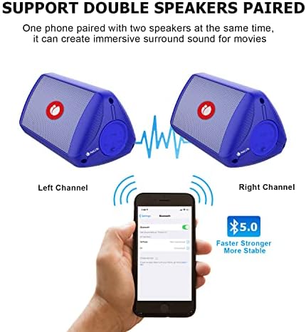 Портативна колона INHANDA Bluetooth, по-силен, невероятно силен звук и баси, Кристално Чисти стереозвук, радиус на действие безжична комуникация 33 фута, вход Aux на TF картата,